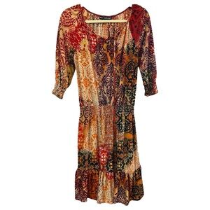 Mlle Gabrielle Women’s Half Sleeve V Neck Midi Dress Sz S